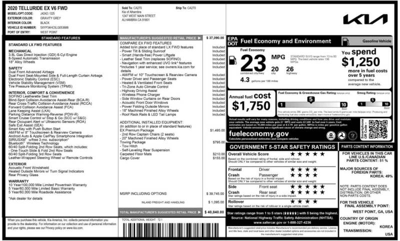 2020 Kia Telluride EX