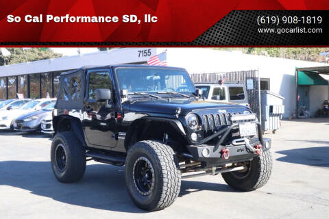 2017 Jeep Wrangler for sale at So Cal Performance SD, llc in San Diego CA