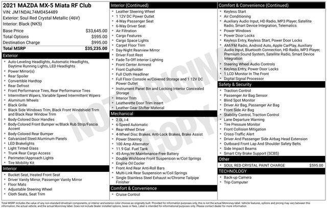 2021 Mazda MX-5 Miata RF Club