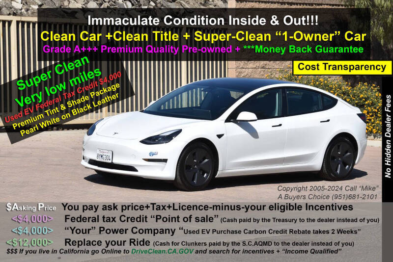 2021 Tesla Model 3 for sale at A Buyers Choice in Jurupa Valley CA