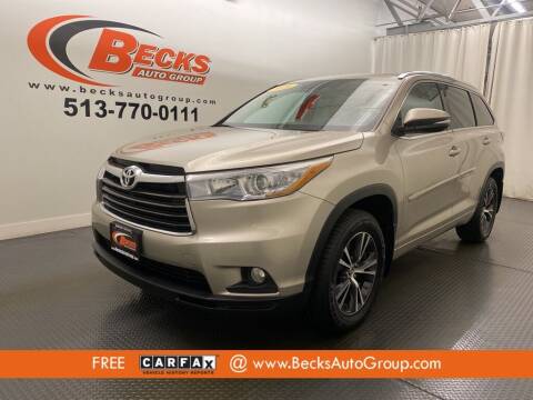 2016 Toyota Highlander for sale at Becks Auto Group in Mason OH
