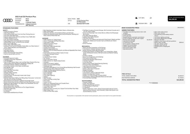 2023 Audi Q3 quattro S line Prem Plus 45 TFSI
