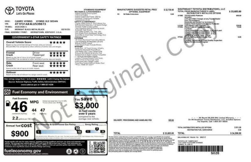 2020 Toyota Camry Hybrid XLE