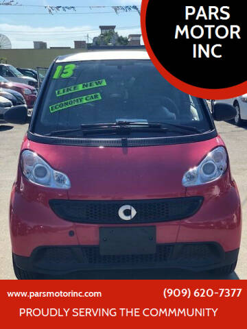 2013 Smart fortwo for sale at PARS MOTOR INC in Pomona CA