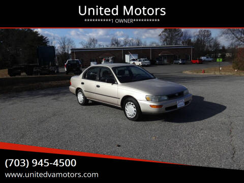 1993 Toyota Corolla for sale at United Motors in Fredericksburg VA