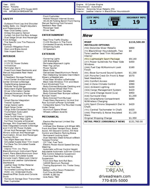 2021 Porsche Cayenne GTS Coupe