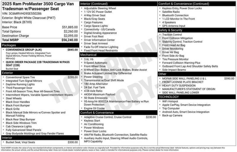 2025 RAM ProMaster