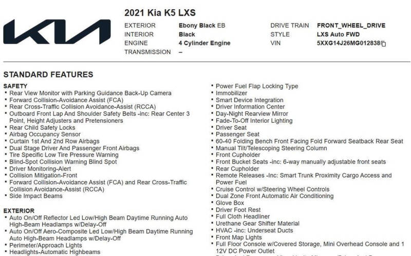 2021 Kia K5
