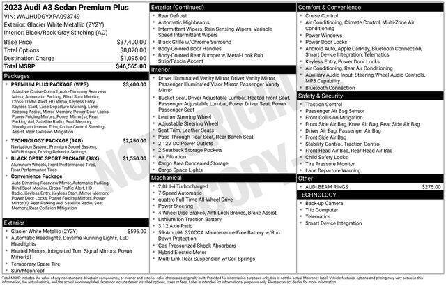 2023 Audi A3 quattro Premium Plus 40 TFSI