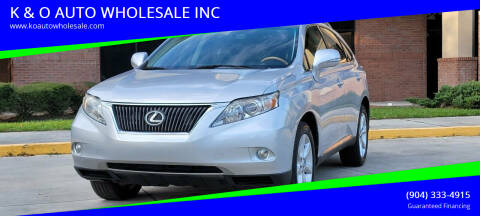 2010 Lexus RX 350 for sale at K & O AUTO WHOLESALE INC in Jacksonville FL