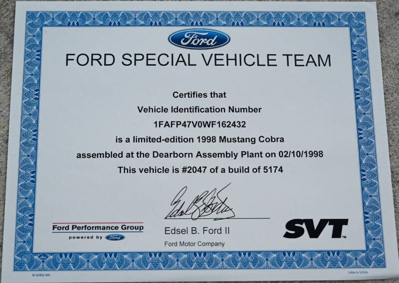 1998 Ford Mustang SVT Cobra