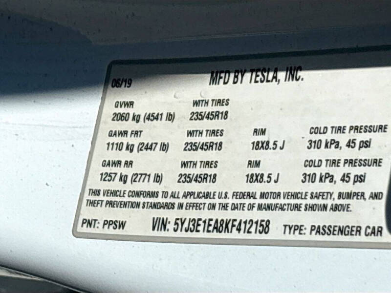 2019 Tesla Model 3 Standard Range Plus