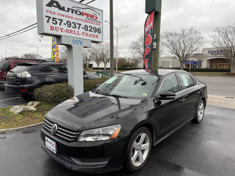 2013 Volkswagen Passat for sale at AutoPro Virginia LLC in Virginia Beach VA