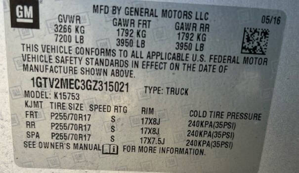 2016 GMC Sierra 1500 SLE