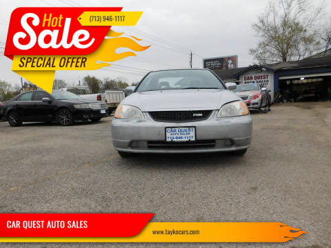 2002 Honda Civic for sale at CAR QUEST AUTO SALES in Houston TX