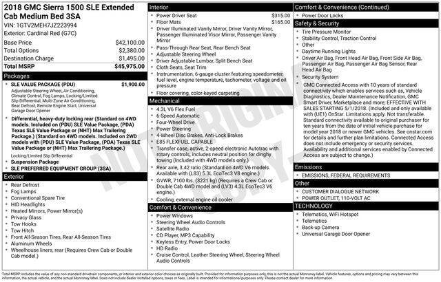 2018 GMC Sierra 1500 SLE