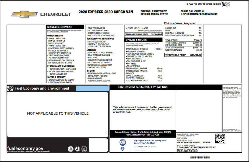 2020 Chevrolet Express 2500