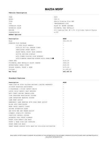 2025 Mazda CX-50 Hybrid Premium Plus
