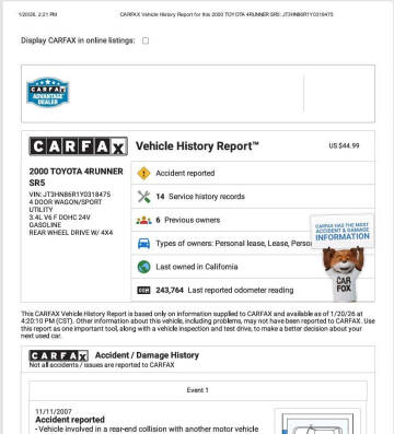 2000 Toyota 4Runner SR5