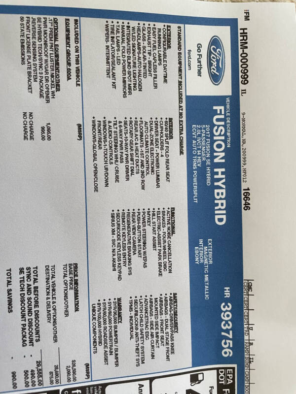 2017 Ford Fusion Hybrid SE