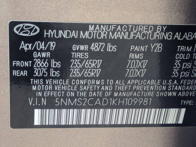 2019 Hyundai Santa Fe SE 2.4L