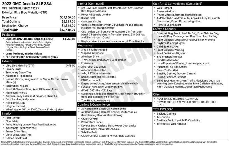 2023 GMC Acadia SLE