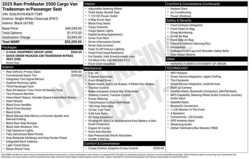 2025 RAM ProMaster