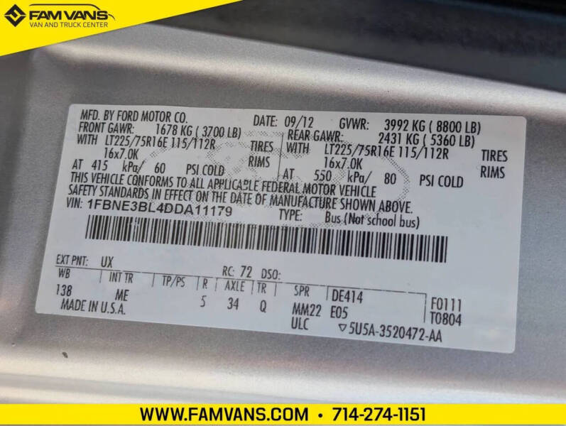 2013 Ford E-Series E-350 SD XLT