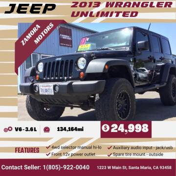 2013 Jeep Wrangler Unlimited for sale at Zamora Motors in Santa Maria CA
