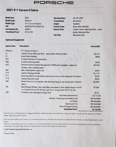 2001 Porsche 911 Carrera photo 43