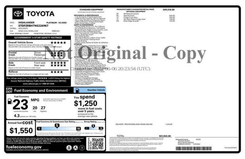 2022 Toyota Highlander Platinum