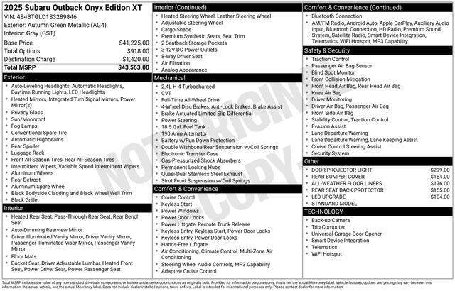 2025 Subaru Outback Onyx Edition XT