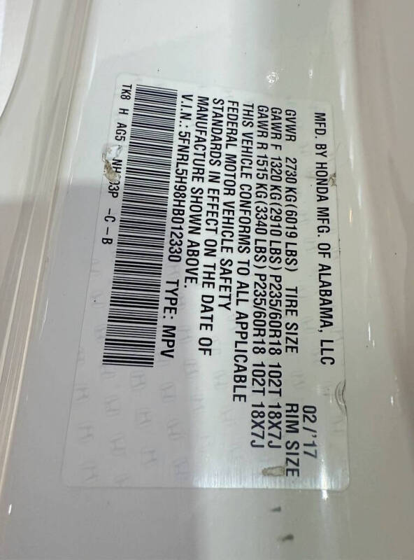 2017 Honda Odyssey Touring