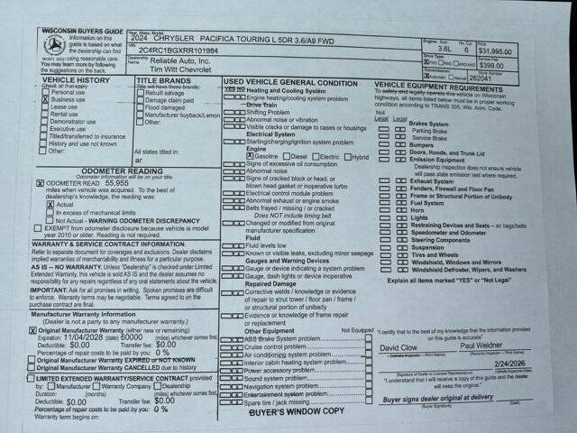 2024 Chrysler Pacifica Touring L