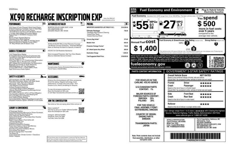 2022 Volvo XC90 Recharge T8 Inscription Expression 6P