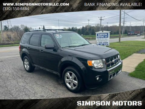 2011 Ford Escape for sale at SIMPSON MOTORS in Youngstown OH