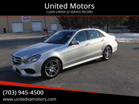 2014 Mercedes-Benz E-Class for sale at United Motors in Fredericksburg VA