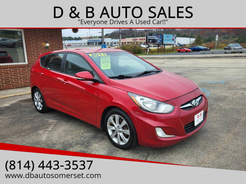 2013 Hyundai Accent for sale at D & B AUTO SALES in Somerset PA