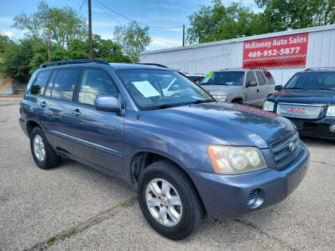 2002 Toyota Highlander for sale at McKinney Auto Sales in Mckinney TX