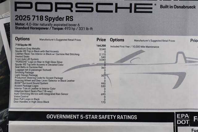 2025 Porsche 718 Boxster Spyder RS