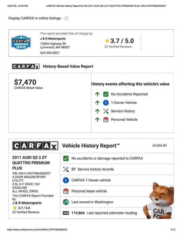 2011 Audi Q5 2.0T quattro Premium Plus