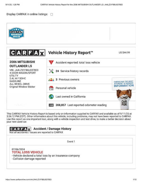 2006 Mitsubishi Outlander LS
