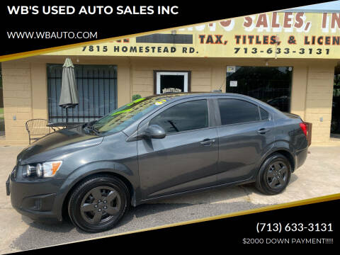 2016 Chevrolet Sonic for sale at WB'S USED AUTO SALES INC in Houston TX