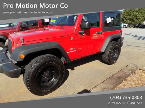 2012 Jeep Wrangler for sale at Pro-Motion Motor Co in Lincolnton NC