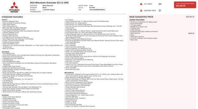 2024 Mitsubishi Outlander ES