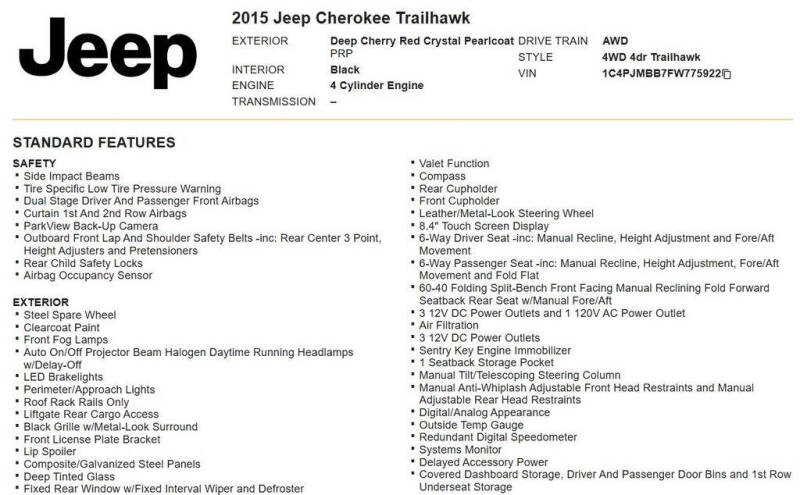 2015 Jeep Cherokee Trailhawk