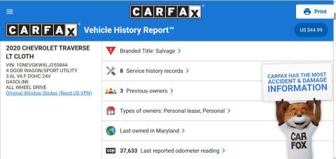2020 Chevrolet Traverse LT Cloth