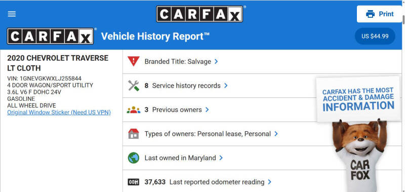 2020 Chevrolet Traverse LT Cloth