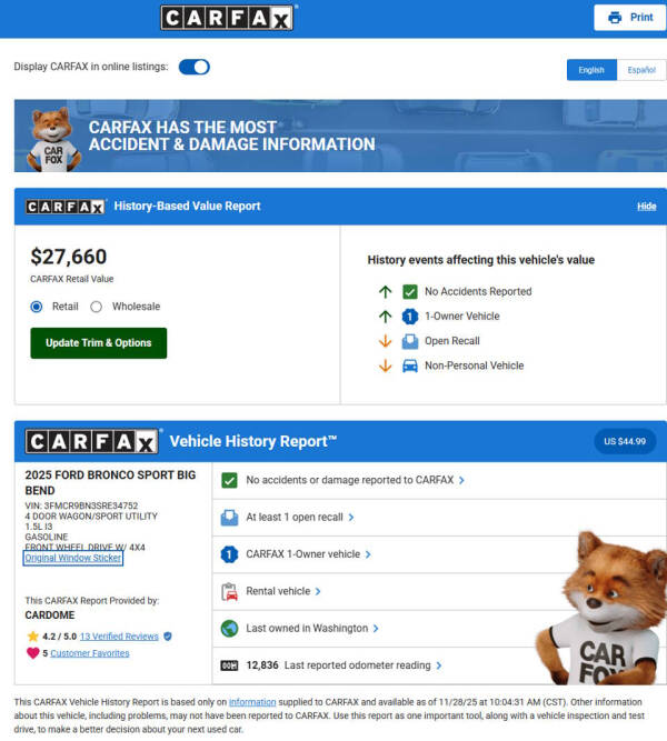 2025 Ford Bronco Sport Big Bend