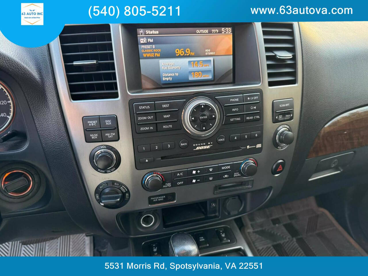 2011 Nissan Armada for sale at 63 Auto Inc in Spotsylvania, VA